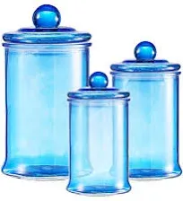 KMwares 3pcs Set Small Glass Premium Quality Apothecary Jars with Lids