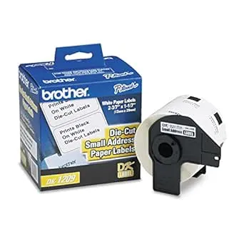 Brother BRT-DK1209 Dk Series Small Address Paper Adhesive Label, 1" Height, 1Wide, 2.4" Length, Borosilicate Glass (Pack of 800)