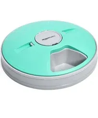 Automatic Electronic Timed Pet Feeder,6 Portions,Plast<wbr/>ic,Teal,12&#034; X 12&#034; X 2.59&#034;