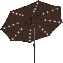 JEAREY Upgrade 9FT LED Lighted Patio Umbrella, Solar Outdoor Umbrella, Tilt Tabl