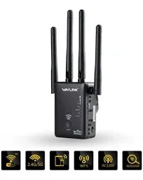 AC1200 WiFi Extender, WAVLINK Dual Band High Speed WiFi Repeater with Ethernet Port for Home, Wall Mounted, WPS, 2.4GHz, 5GHz