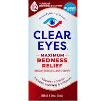 Clear Eyes Redness Relief Eye Drops 15ml 0.5fl oz EXP 06/2026