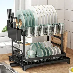 Dish Drying Rack, Multifunctiona<wbr/>l Dish Rack, Rustproof Kitchen Dish Drying Ra...