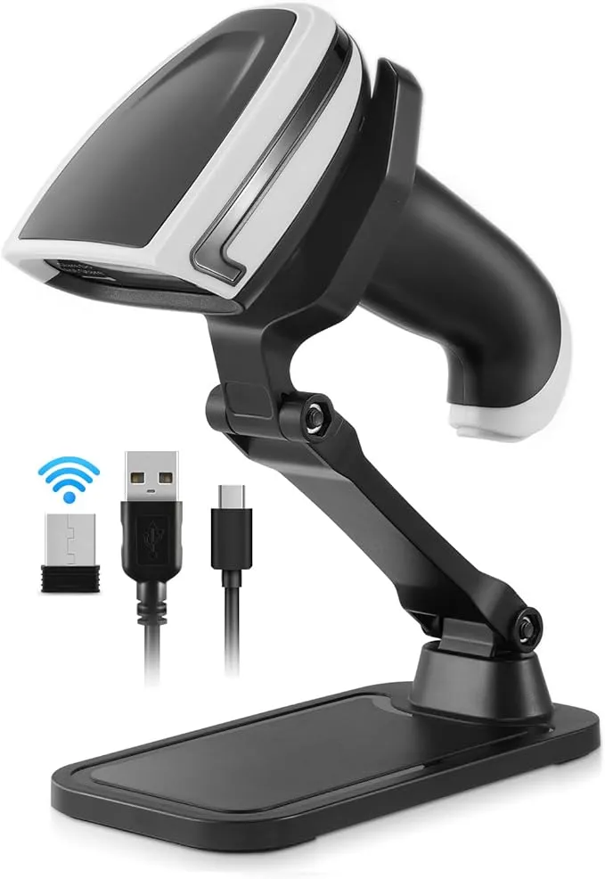 2D Barcode Scanner Bluetooth Wireless Bar Code Scanners with Stand 3 in 1 Blu...