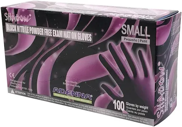 Adenna Shadow Black Nitrile Powder Free Exam Gloves