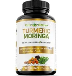 120 Capsules Organic Turmeric Root &amp; Organic Moringa Leaf 1100mg Veggie Capsules