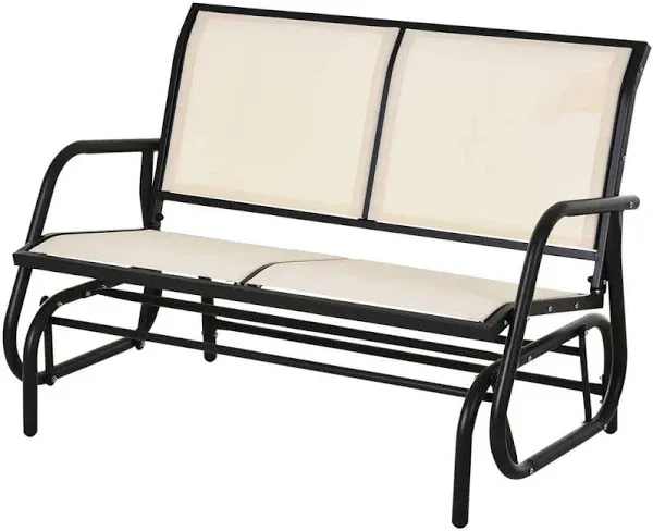 Outsunny 2-Person Outdoor Glider Bench Patio Swing Rocking Chair Steel Frame