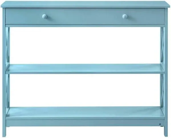 Convenience Concepts Oxford One-Drawer Console Table in Seafoam Blue Wood Finish