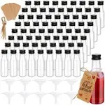 Aweyka 72 Pack Mini Liquor Bottles, Empty Plastic Spirit Bottles with Black Cap,30ml/1oz Mini Alcohol Bottles with 10 Funnels, 72 Tag and Ropes, Mini