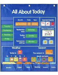 All About Today Learning Center Pocket Chart Classroom Daily Activities Chart...