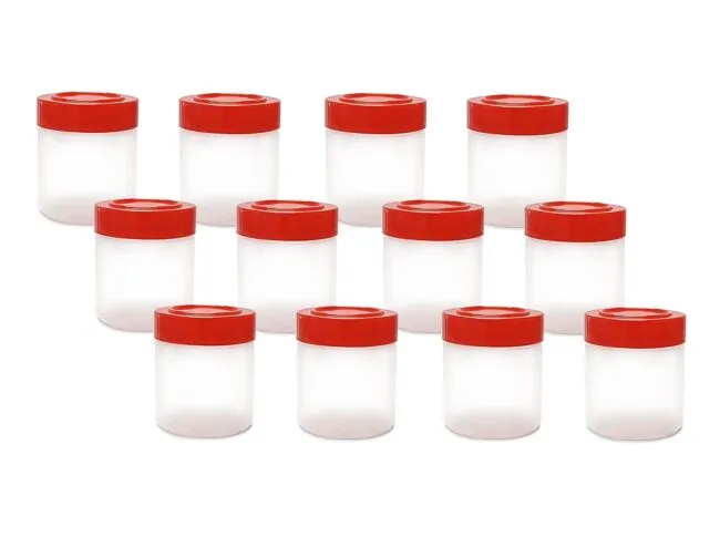 ljdeals 1 oz Plastic Spice Jars w/Red Caps and Sifters for Herbs