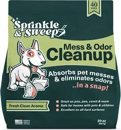 Sprinkle & Sweep Pet Accident Cleanup for All Hard Surface - Non Toxic Quick Pet Mess Cleaner & Odor Remover for Urine, Poop, Vomit, Diarrhea & Potty Training 1 Pack (15oz)