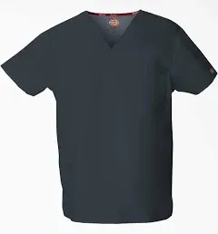 Dickies EDS Signature Unisex V-Neck Scrubs Dark Gray Top Pocket Size XL NEW