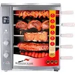 Brazilian Flame Gas Rotisserie Grill with 5 Skewers in Silver