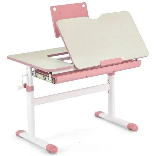 Costway Height-Adjustable Kids Desk with Tilt Desktop and Book Stand