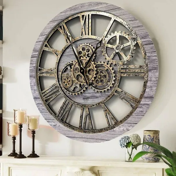 America Collection The Gears Clock 24" Round Oversized