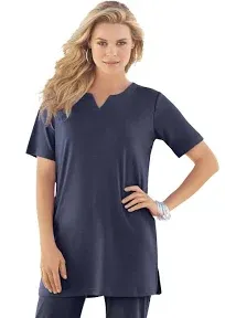 Roaman's Plus Size Women's Notch-Neck Soft Knit Tunic