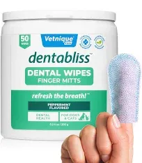 Vetnique Labs Dentabliss Finger Mitt Peppermint Flavor Dog Dental Wipes