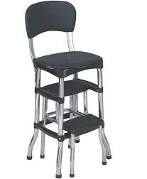 Black Retro Counter Chair / Step Stool, Counter height chair, Black