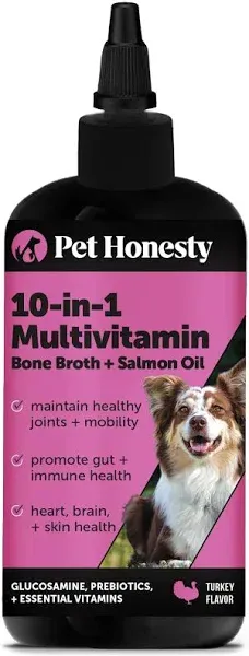 Pet Honesty 10 In 1 Multivitamin Bone Broth + Salmon Oil 12fl  oz