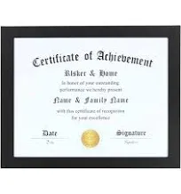 8.5x11 Certificate Frame - Classic Black Color Frame - Document&amp;Certi<wbr/>ficate -...