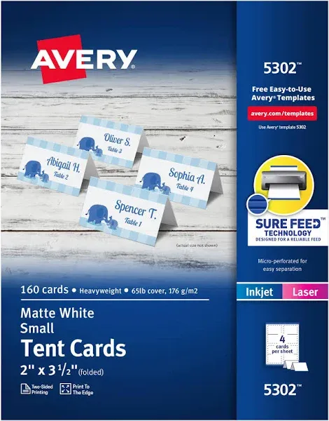 Avery Small White Tent Cards