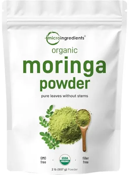 Moringa Powder (397g/14oz) Moringa Oleifera Leaf Powder - Gluten Free, Non-GMO | Perfect for Smoothies, Drinks, Tea & Recipes | Packed in Resealable Zip Lock Pouch