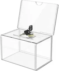 MaxGear Acrylic Donation Box with Lock and Sign Holder Clear Ballot Box Suggestion Boxes for Fundraising, Men's, Size: 6.2 x 4.5 x 4