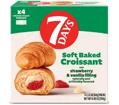 7Days Soft Croissant, Strawberry Vanilla Filling, Perfect Breakfast Pastry or Snack, Non-GMO (Pack of 24)