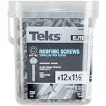 teks 12 x 1-1/2" Hex Drive Hex Washer Head Roofing Screws