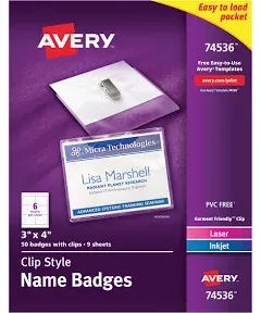 Avery Name Badges With Clips 74536