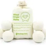 Heritage Park Wool Dryer Balls - 100% New Zealand Wool Handmade, Reusable Dryer Balls for Laundry - Decrease Drying Time - Set of 6 with Storage Bag