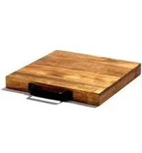 Rolling Tray for Kitchen Appliances- Heavy Duty Wooden Tray with Metal Handle