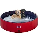 V-HANVER Dog Pool Pets Bathing Tub Plastic Wading Kiddie Pool for Medium and Large Dogs Kids - Portable Foldable Collapsible, 47 X 12 inch