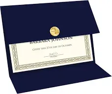 Geographics Tri Fold Navy Certificate Holder, Linen Texture, 9.25" x 12.5", 5/Pack (47837)