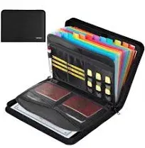 Hontom Accordion File Organizer,13 Pockets Fireproof Document Organizer with Multicolored Pockets, Business Fireproof Safe Storage File Folder Organizer with Zipper for Documents and File