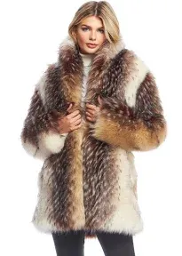 DONNA SALYERS FABULOUS FURS Shawl Collar Faux Fur Coat