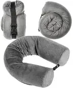 Dot&Dot Memory Foam Neck Pillow for Airplane Travel and Shoulder Pain Relief - Travel Pillow for Sleeping Airplane (No Bendable Core)