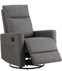 Sweetcrispy Recliner Chair Swivel Rocking Glider Rocker Recliner Nursery Chair with Extra Large Footrest for Living Room