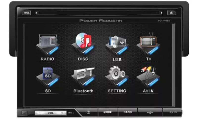 POWER ACOUSTIK PD-710B SINGLE DIN STEREO WITH 7&#034; TOUCHSCREEN LCD USB &amp; BLUETOOTH