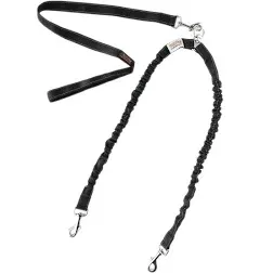 Mighty Paw BungeeX2 Double Dog Leash (Lite | 10-30 lbs | No Handle, Black)