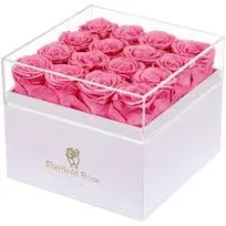 Forever Flowers Preserved Flowers for Delivery 16-Piece Pink Roses That Last a Y