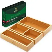 Royal Craft Wood Luxury Bamboo Drawer Organizer Storage Box Bin Set