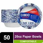 Compostable Paper Bowls, 20 Ounce, 50 Count, Multicolor, Disposable Bowls