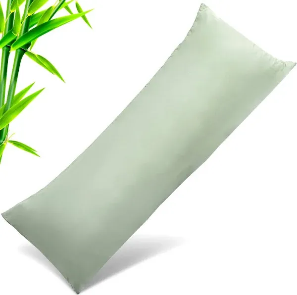 Body Cooling Pillow Cases Cover, Bamboo Rayon Green Body Pillowcases with Zipper Closure, Cool and Breathable Pillow Case for Hot Sleepers and Night Sweats, 20x54 inches