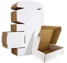 HORLIMER 9x6x4 inches Shipping Boxes Set of 25, White Corrugated Cardboard Box