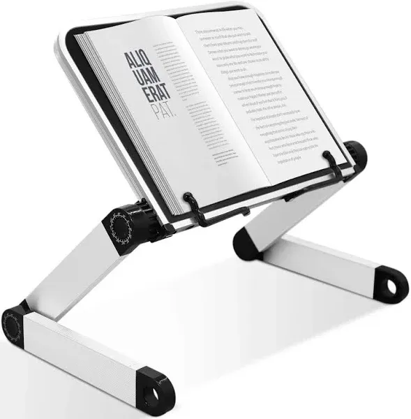 Book Stand Laptop Stand Adjustable Book Holder Tray with Page Paper Clips Ergonomic Multi Heights Angles Adjustable Cooking Bookstands for Textbook Recipe Magazine Laptop Tablet Portable