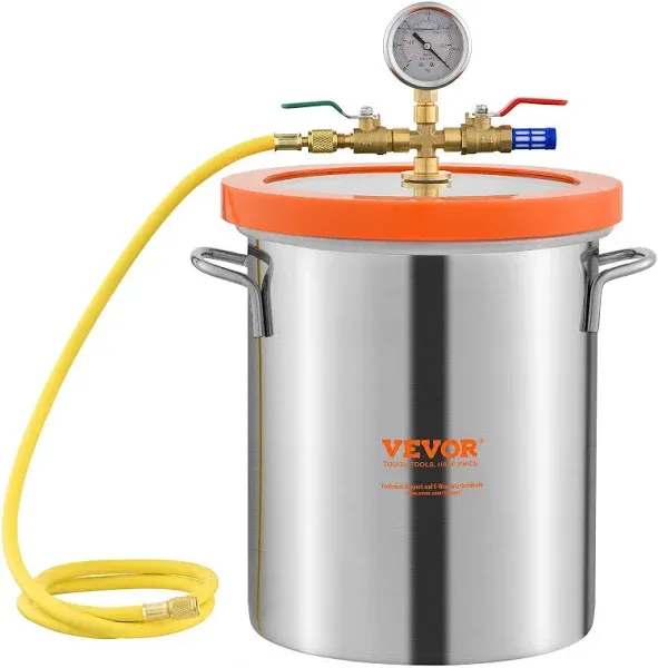 VEVOR 3 Gallon Vacuum Chamber, Upgraded Tempered Glass Lid Vacuum Degassing Chamber, 304 Stainless Steel Chamber, for Stabilizing Wood, Resin