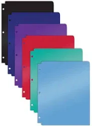 3 Hole Punch Pocket Folders, Bulk Pack, Sturdy Plastic 2 Pocket Folders, Asso...