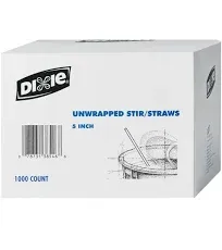 DIXIE FOOD  Service Stir-Straws 5" White/Red (1000 Count)